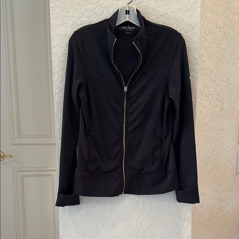 Kate Spade Black Athletic Jacket with Full-Length Zipper